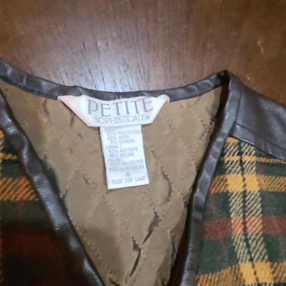 Petite Sophisticate Yellow & Green Plaid Two-Piece Set with Brown Trim - Picture 6 of 7